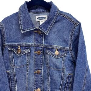 Old Navy Stretch Blue Jean Denim Jacket Child Size M (8) Trucker Pockets
